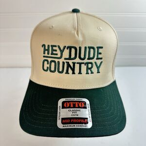 Hey Dude Country Hat Trucker Snapback Baseball Cap Cowboy Preppy Green Beige
